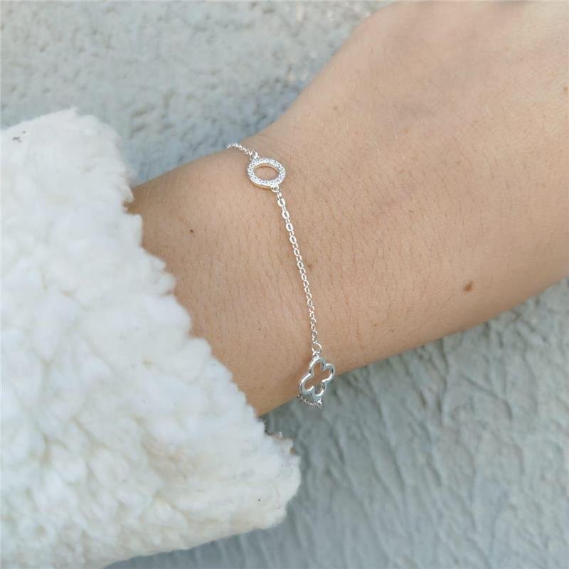 PULSEIRA TREVO COM CIRCULO CRAVEJADO