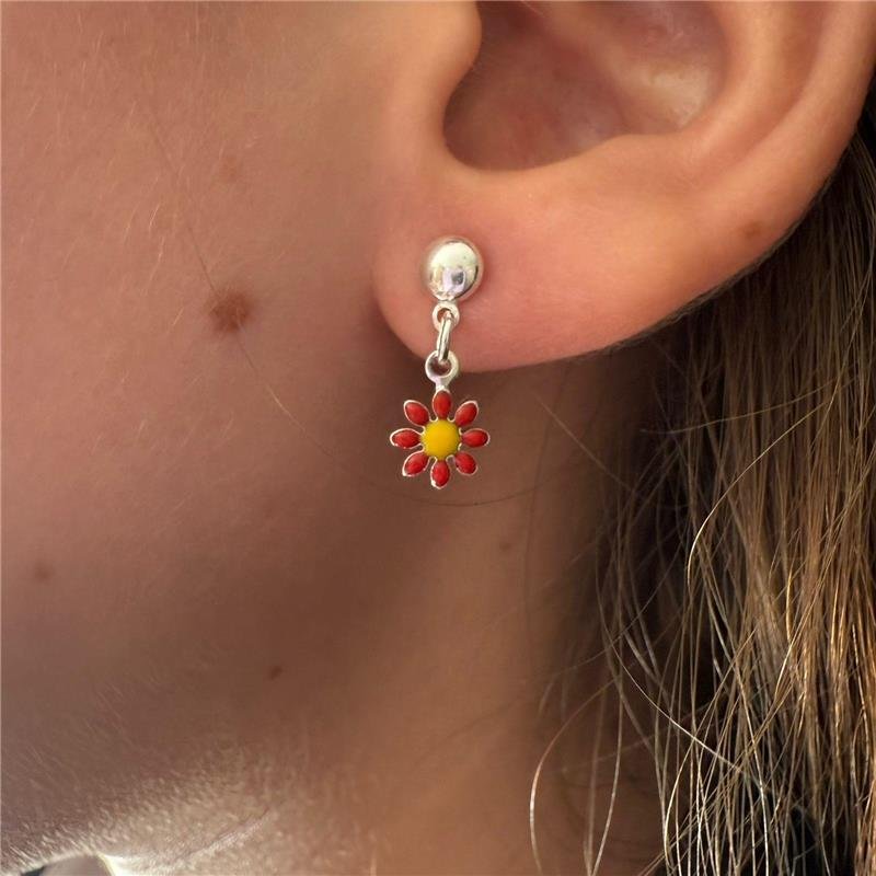 BRINCO MARGARIDA VERMELHA PENDURICALHO