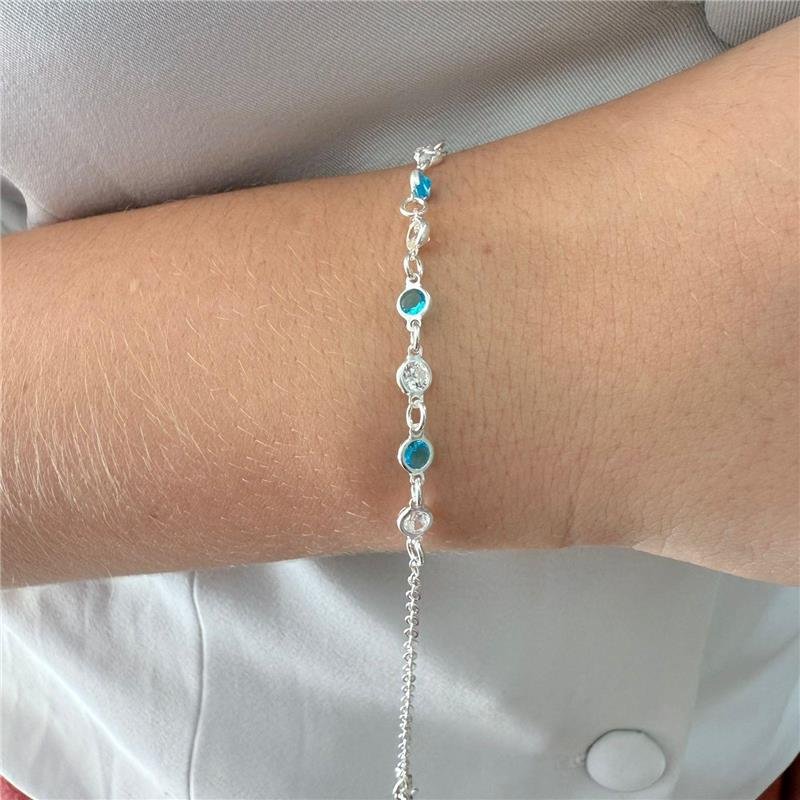 PULSEIRA PONTOS DE LUZ AZUL E CRISTAL