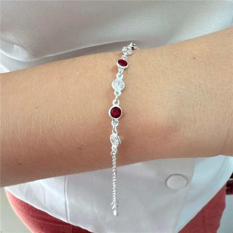 PULSEIRA PONTOS DE LUZ VERMELHO E CRISTAL