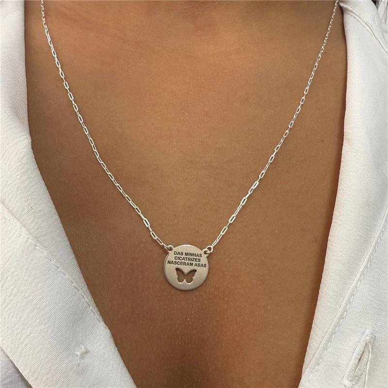 ESCAPULÁRIO FRASE COM BORBOLETA