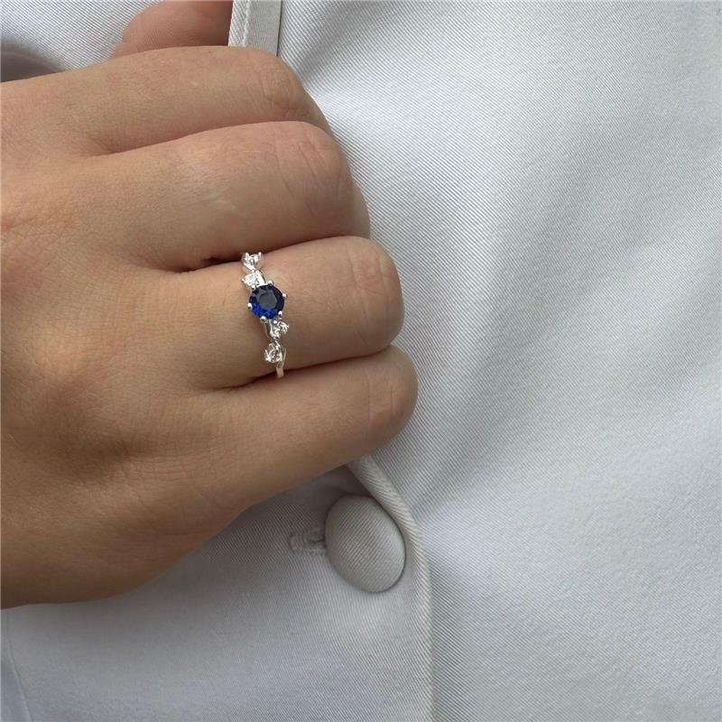 ANEL REDONDO AZUL ESCURO CRAVEJADO