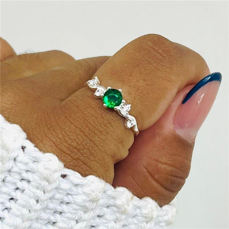 ANEL REDONDO VERDE CRAVEJADO