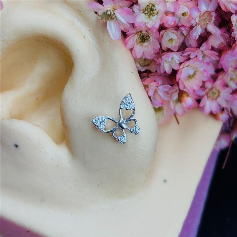 BRINCO BORBOLETA CRAVEJADA