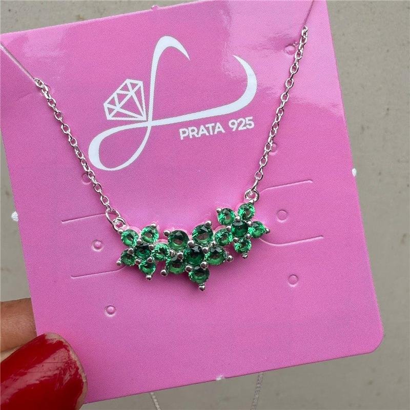 COLAR FLORES VERDE CRAVEJADO