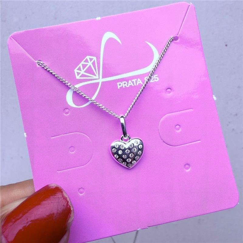 COLAR GRUMET CORAÇÃO COM PONTOS CRAVEJADO