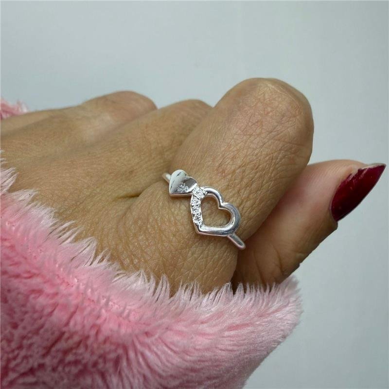 ANEL 2 CORAÇÕES VAZADO