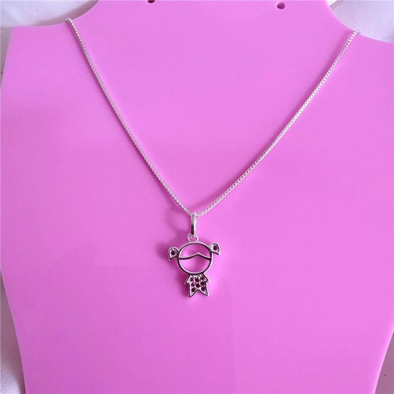 COLAR MENINA CRAVEJADA ROSA