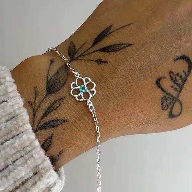 PULSEIRA FLOR PONTO DE LUZ VERDE AGUA