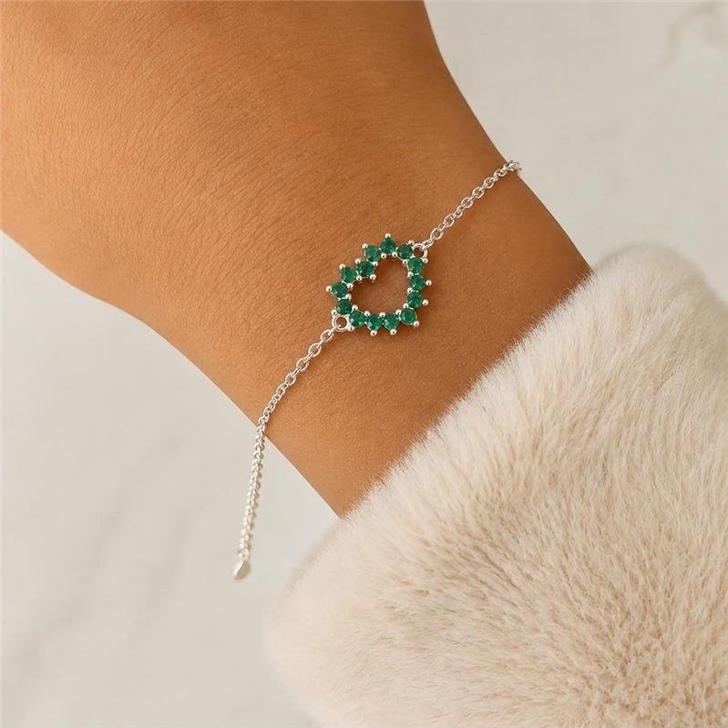 PULSEIRA LUXO CORAÇÃO ESMERALDA 